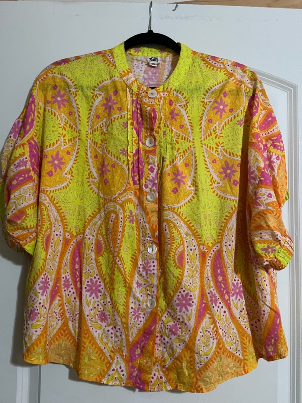 Ivy Jane Popping Paisley Vibrant Retro Style Top Boho Summer S/M Cotton - Picture 4 of 5